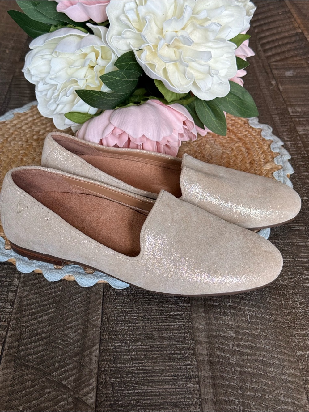 Vionic Shimmery Cream Slip-On Loafers